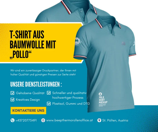 Azzuro | T-Shirt aus Baumwolle mit „Pollo“ | Gedruckt